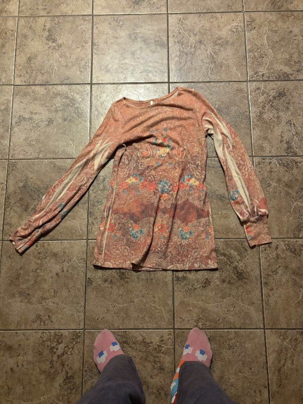 Women's Long Sleeve Printed Tunic Top